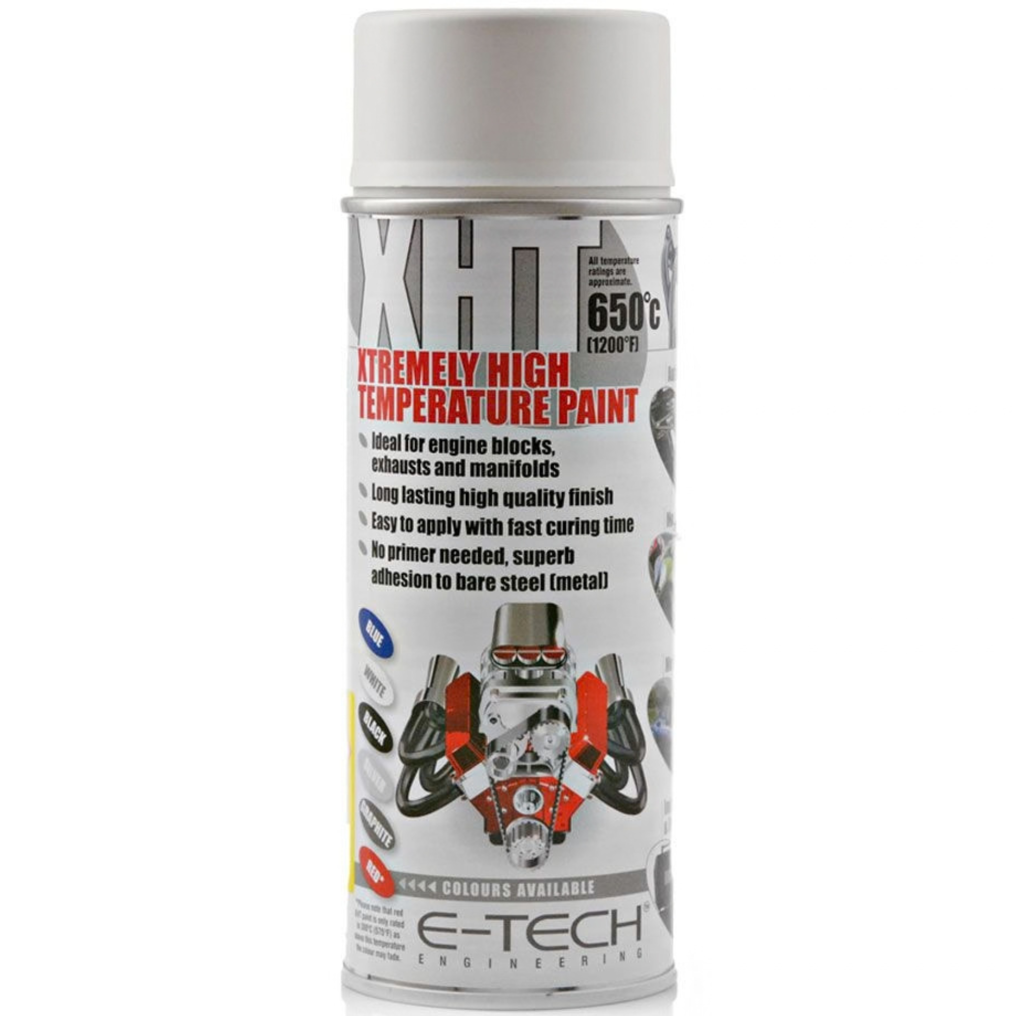 E-TECH XHT Paint White Rated to 650°C (1202°F) 400ml aerosol