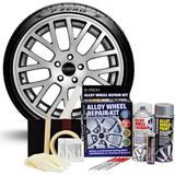 E-Tech Alloy Wheel Refurbishment Kit in Silver, complete kit for restoring and refinishing alloy wheels with a smooth silver finish.