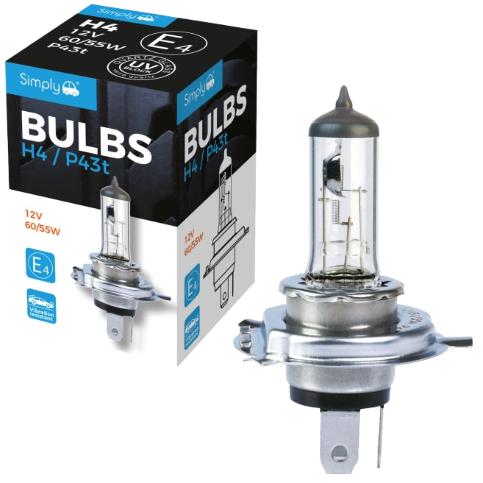H4 472 12V 60/55W Halogen Headlight Bulb