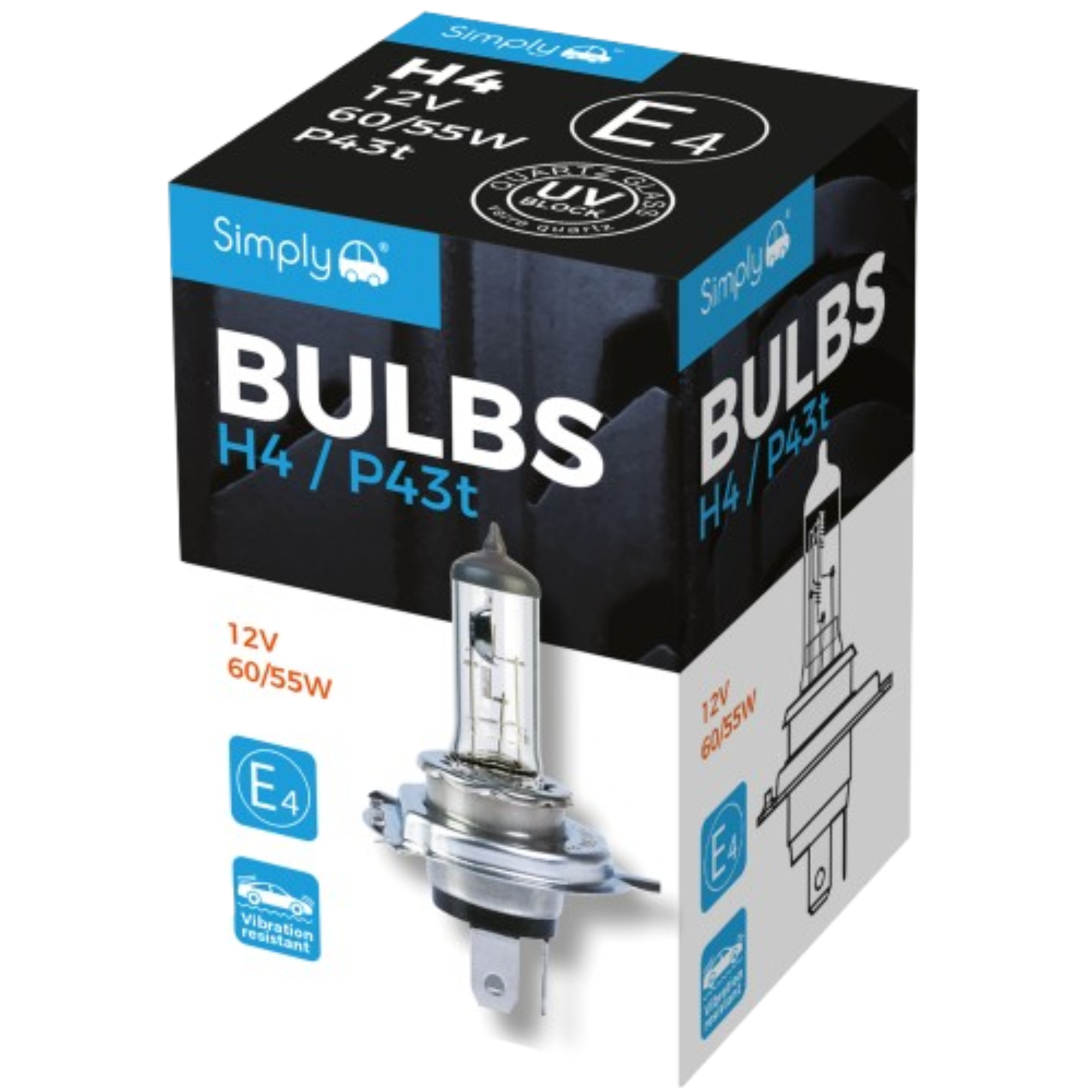 H4 472 12V 60/55W Halogen Headlight Bulb