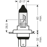 H4 Osram Cool Blue 472 halogen bulbs, bright white light, twin pack.