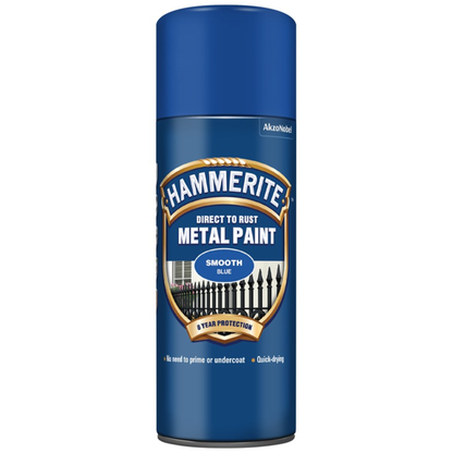 Hammerite Direct To Rust Smooth Metal Spray Paint Blue 400ml