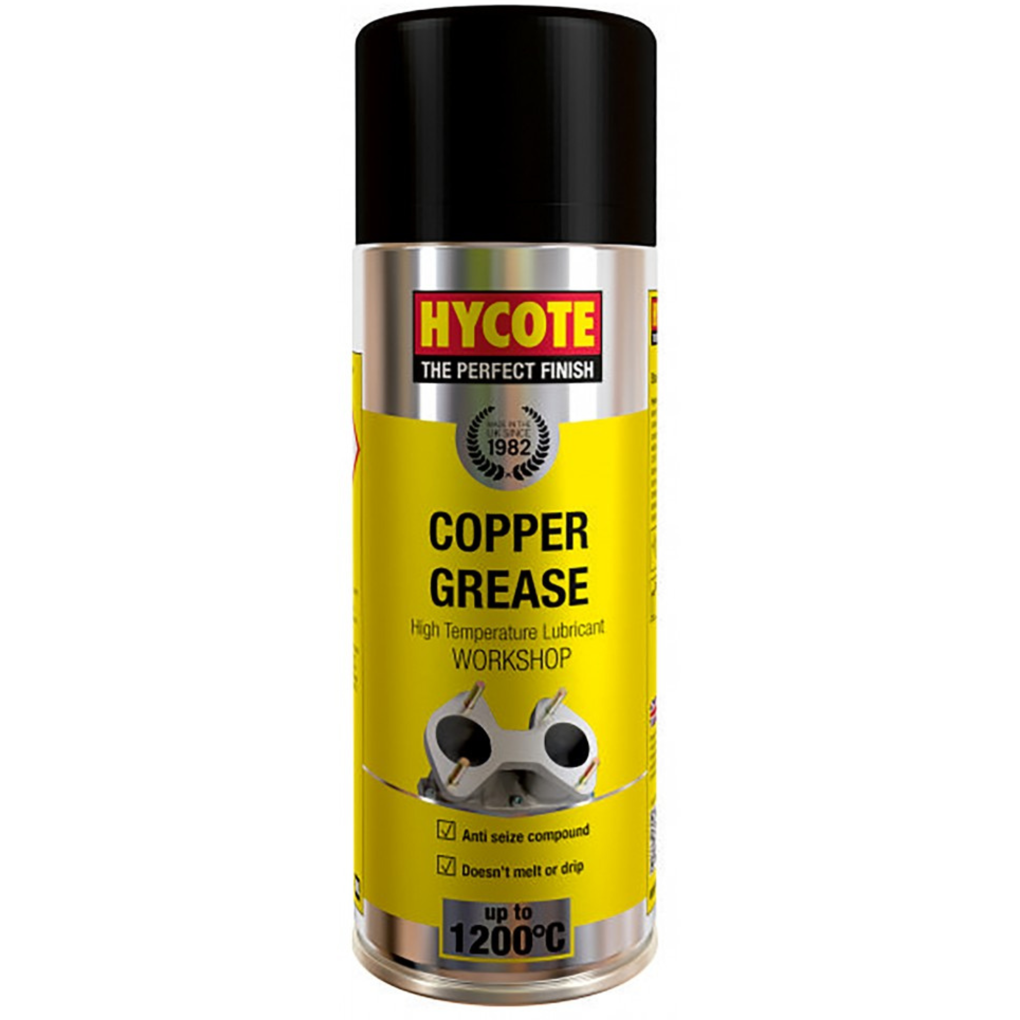 400ml aerosol can of Hycote Copper Grease, used for lubricating and protecting metal components from corrosion and seizure under high temperatures.