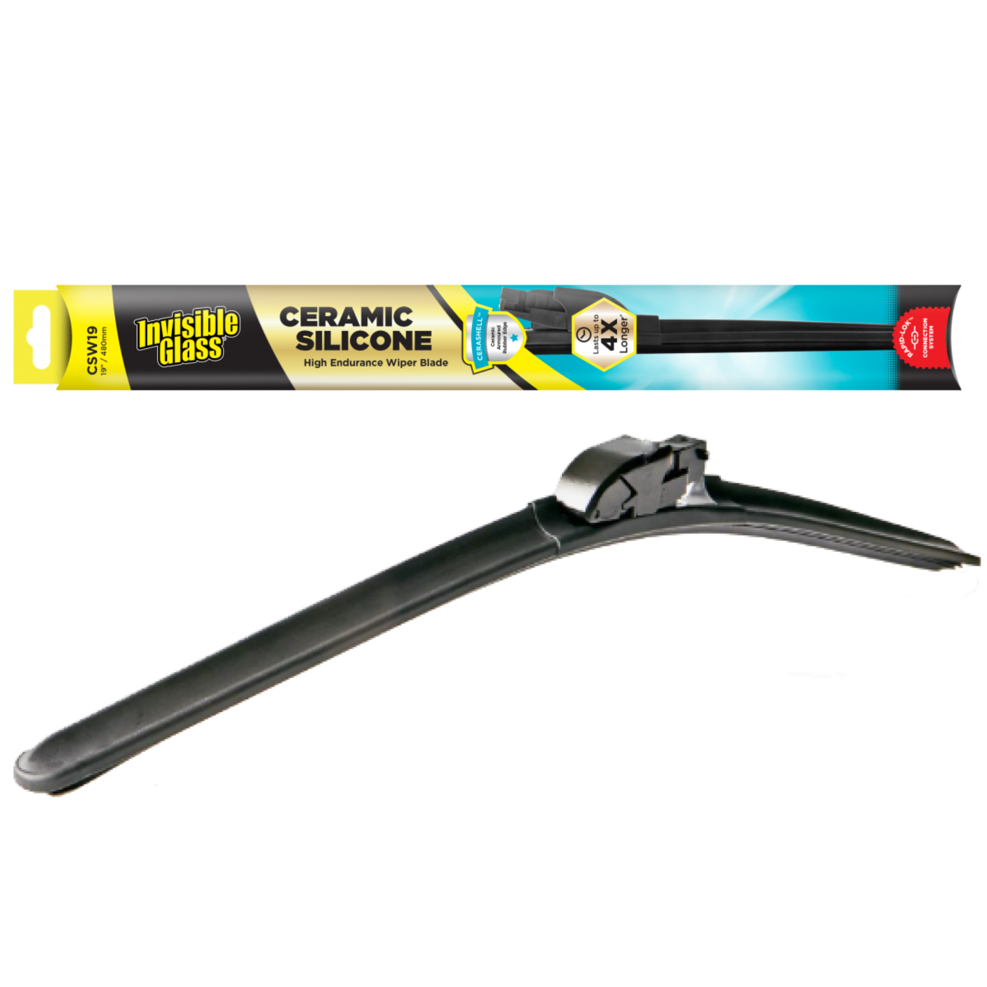 Invisible Glass Ceramic Wiper Blade, 19-inch (475 mm) windshield wiper blade designed for smooth, streak-free wiping and dependable performance in rain and harsh weather conditions