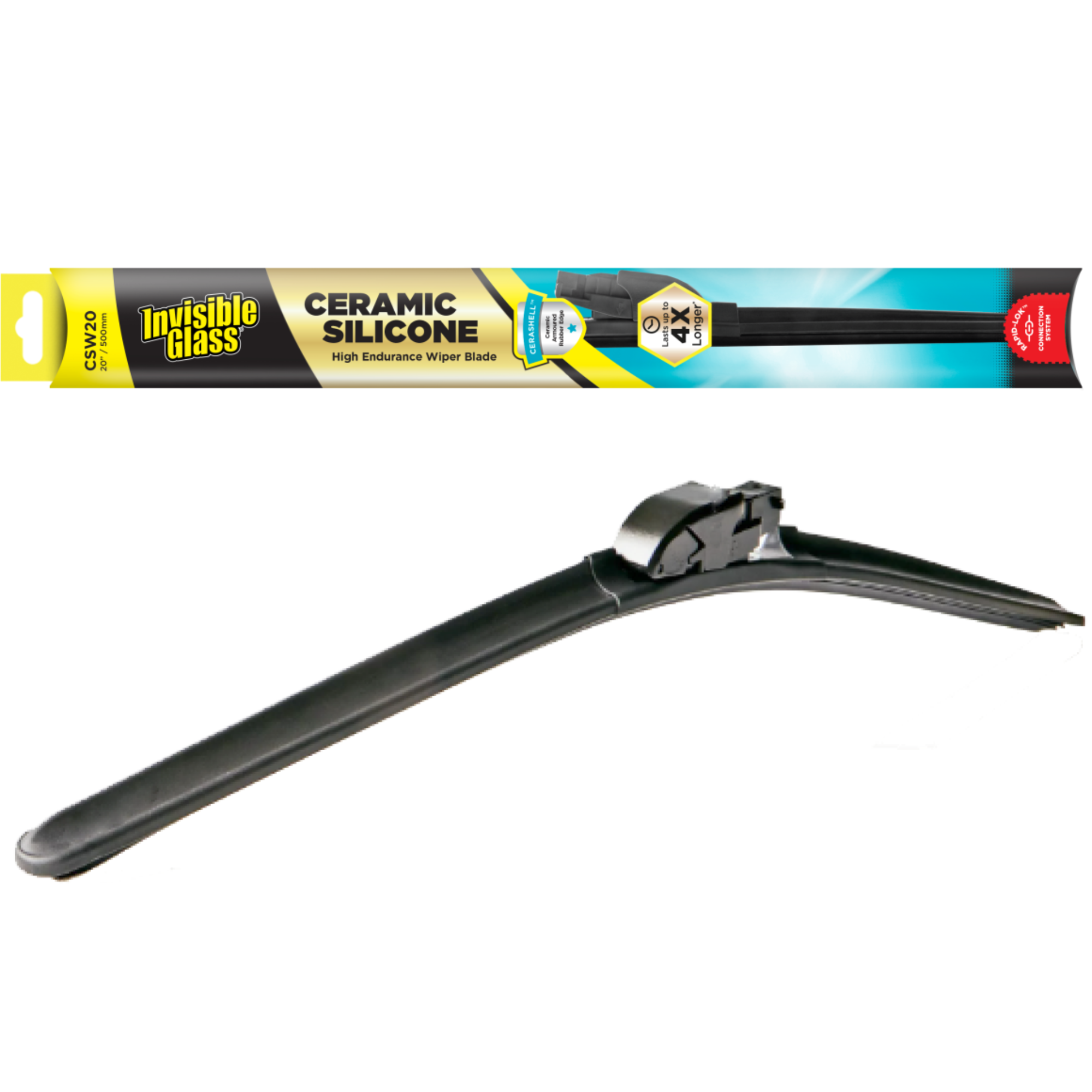 Invisible Glass Ceramic Wiper Blade, 20-inch (500 mm) windshield wiper blade designed for clear, streak-free visibility and reliable all-weather wiping performance