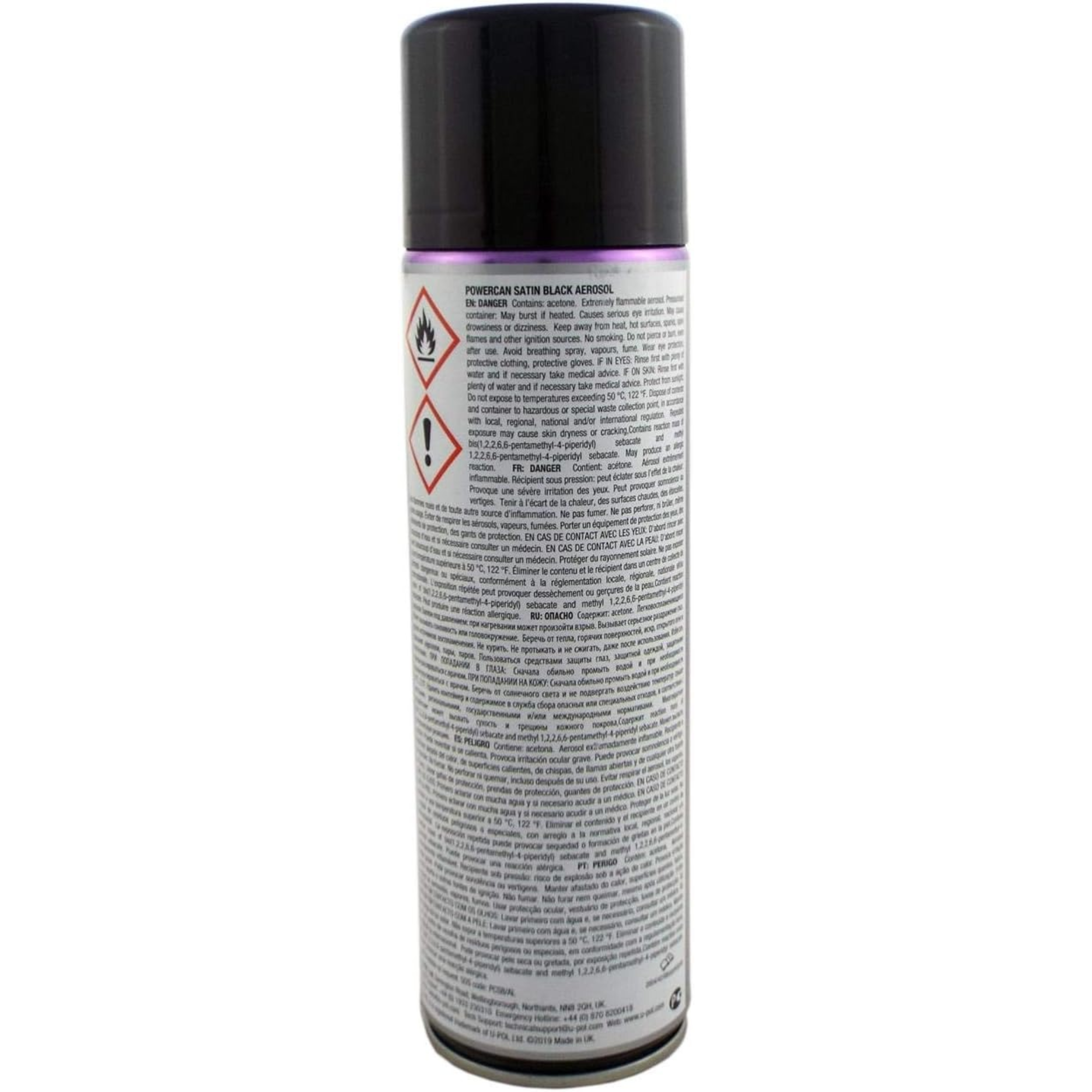 Isopon U-Pol Powercan Satin Spray Paint Black 500ml