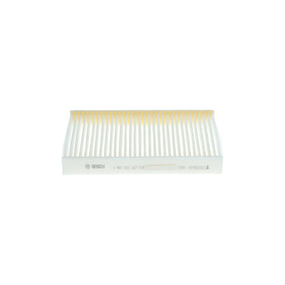 1987432247 - M2247,"Bosch Cabin Air Pollen Filter model 1987432247 (M2247), rectangular automotive air filter with pleated white filtration material and black frame, designed to remove pollen, dust, and other airborne particles from vehicle interiors."