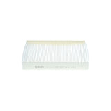 1987435057 - M5057,"Bosch Cabin Air Pollen Filter model 1987435057 (M5057), rectangular automotive air filter with pleated white filtration material and black frame, designed to remove pollen, dust, and other airborne particles from vehicle interiors."