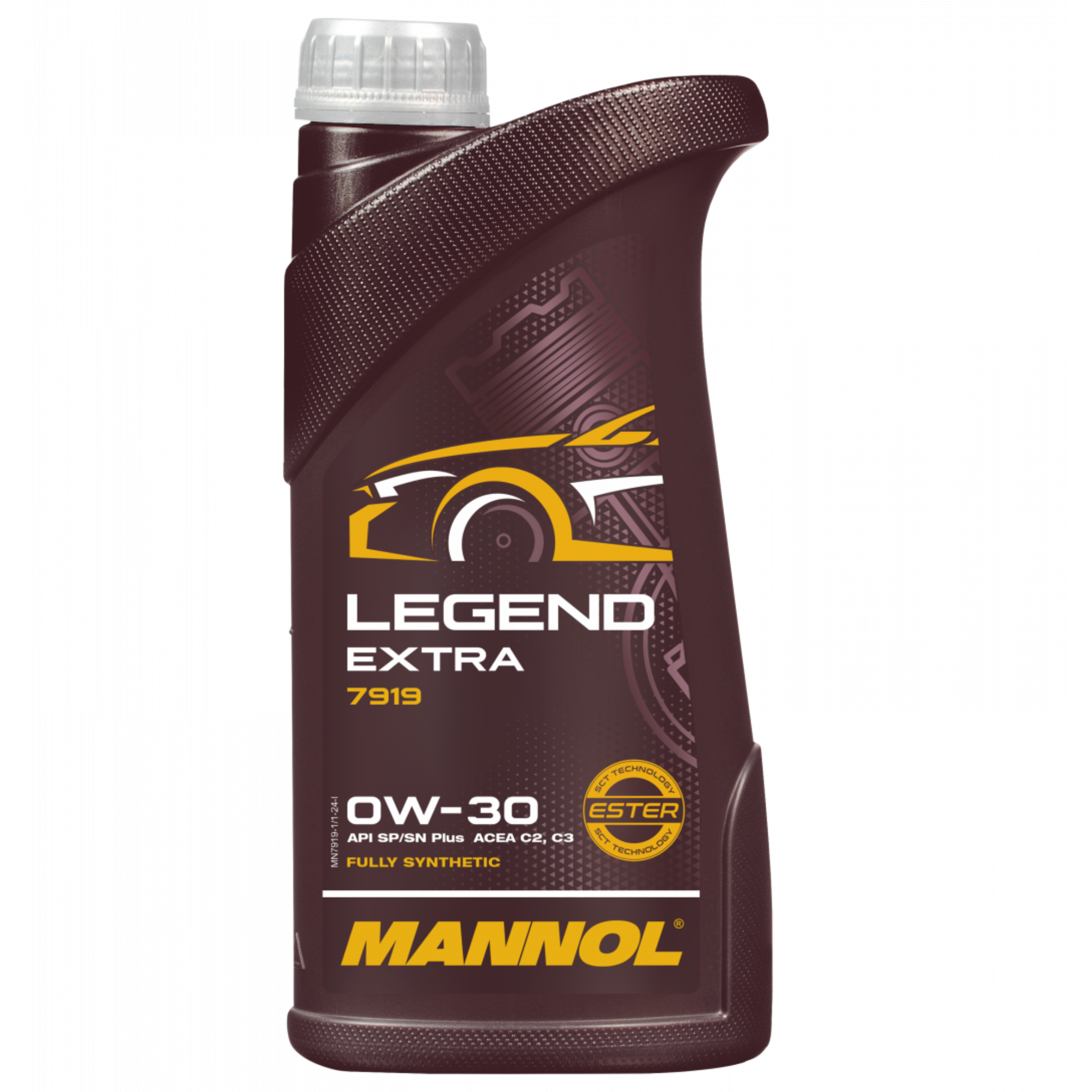 "MANNOL Legend Extra 0W-30 7919 engine oil bottle, 1 liter, fully synthetic oil for high-performance gasoline and diesel engine