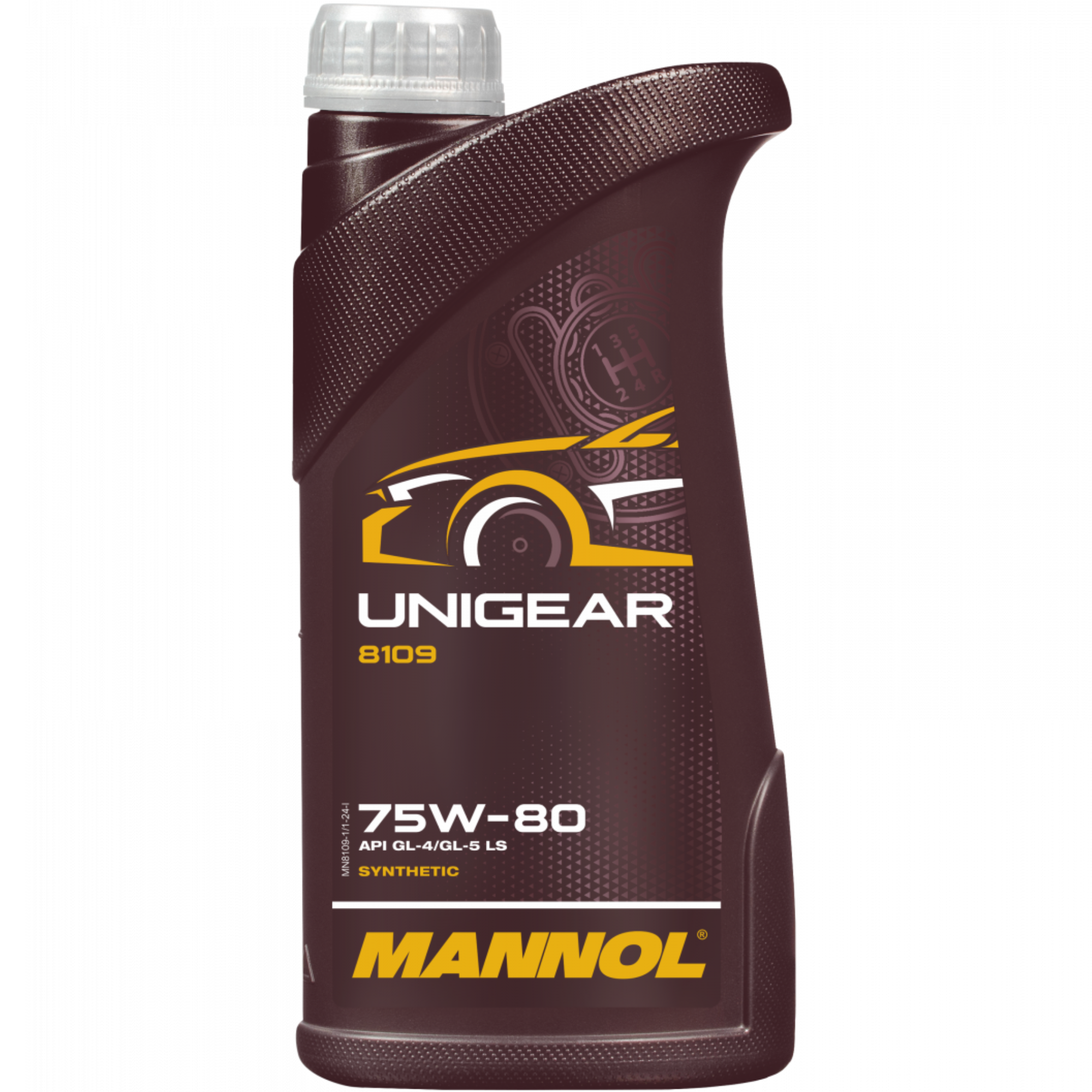 MANNOL Unigear 75W-80 GL-4/GL-5 LS 8109 bottle, 1 liter, universal synthetic gear oil for manual transmissions and limited slip differentials.