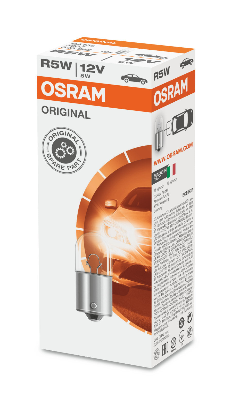 207 Osram Original R5W P21W Side & Tail Light Bulbs (Box of 10)