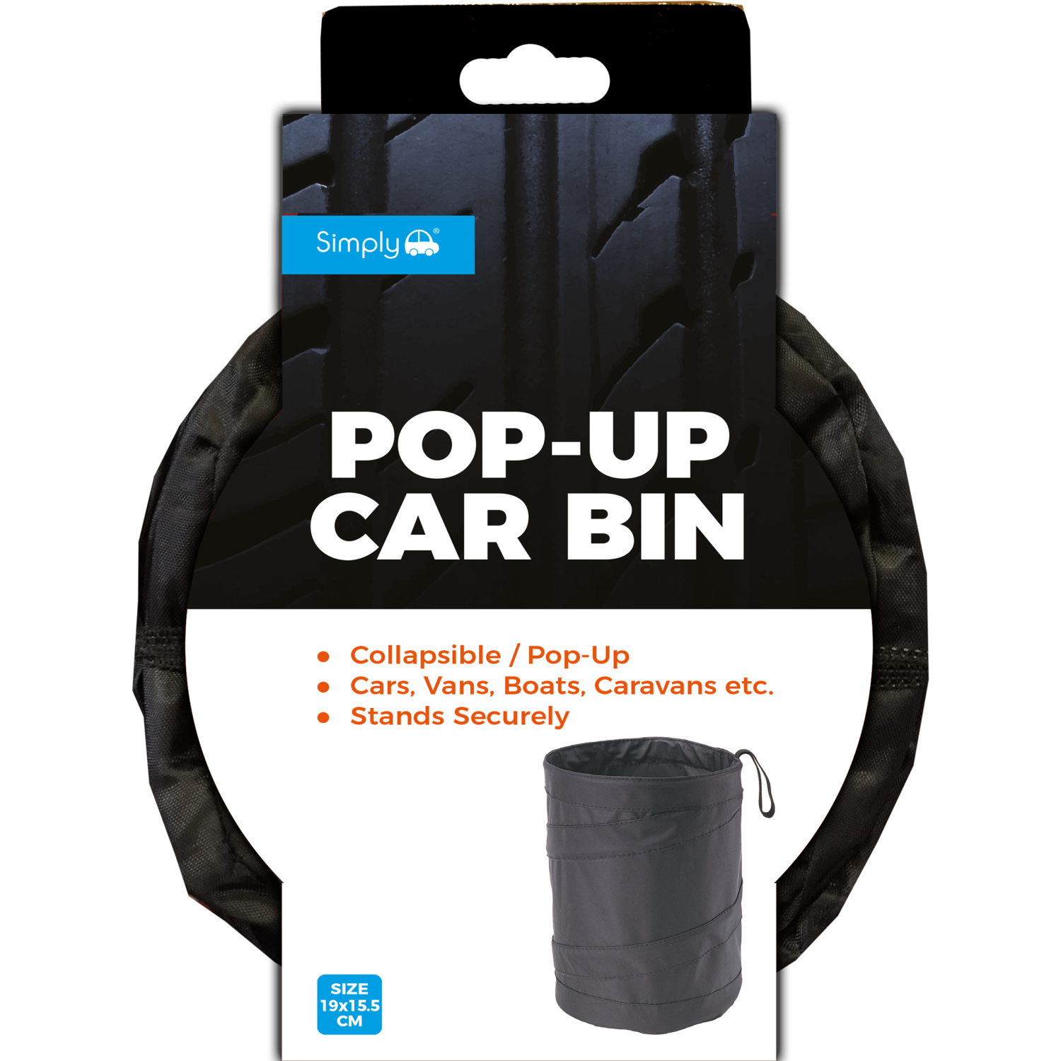 Simply Black Pop-Up Car Bin