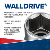Premier Fully Polished Deep Socket 1/4"Sq Drive 8mm