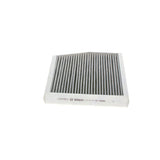 1987435505 - R5505,"Bosch Cabin Air Pollen Filter model 1987435505 (R5505), rectangular automotive air filter with pleated white filtration material and black frame, designed to remove pollen, dust, and other airborne particles from vehicle interiors."