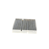 1987435609 - R5609,"Bosch Cabin Air Pollen Filter model 1987435609 (R5609), rectangular automotive air filter with pleated white filtration material and black frame, designed to remove pollen, dust, and other airborne particles from vehicle interiors."