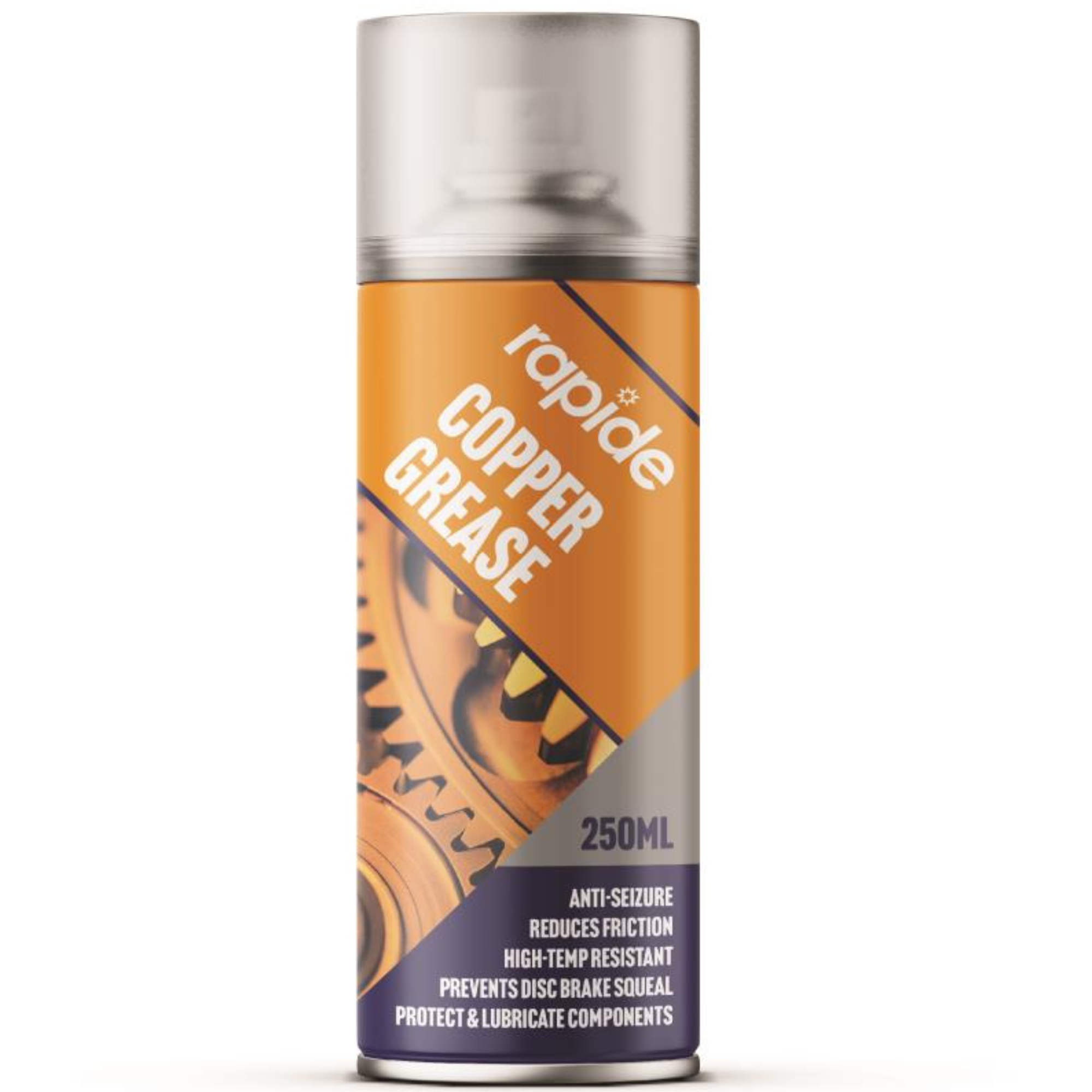 Rapide Copper Spray Grease 300ml aerosol can – a high-temperature anti-seize lubricant with copper particles, designed to prevent corrosion and ease assembly of metal parts. with a spray nozzle