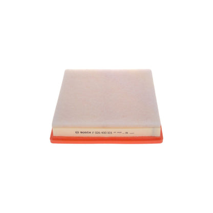 F026400137,S0137,Bosch air filter F026400137 S0137, rectangular automotive engine air filter with pleated paper element and black plastic frame
