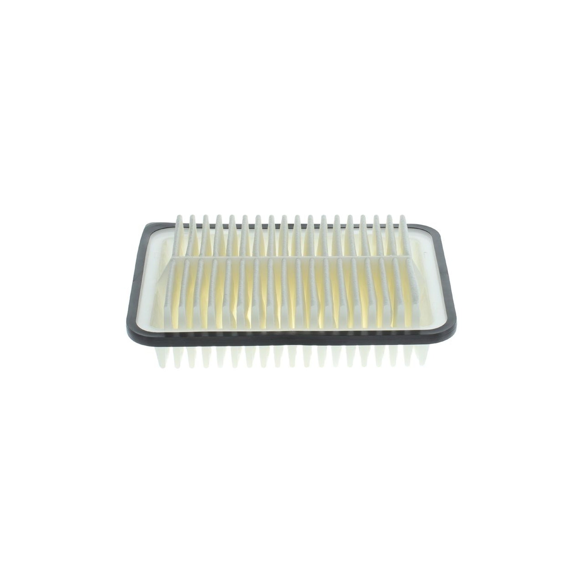 F026400114,S0114,Bosch air filter F026400114 S0114, rectangular automotive engine air filter with pleated paper element and black plastic frame