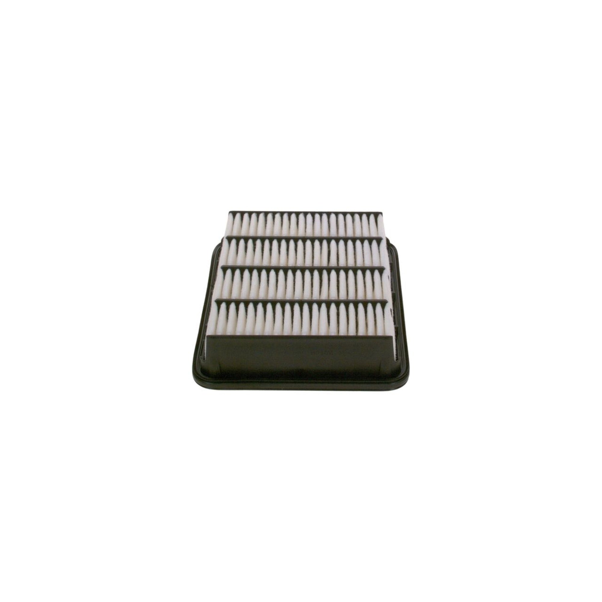 F026400165,S0165,Bosch air filter F026400165 S0165, rectangular automotive engine air filter with pleated paper element and black plastic frame