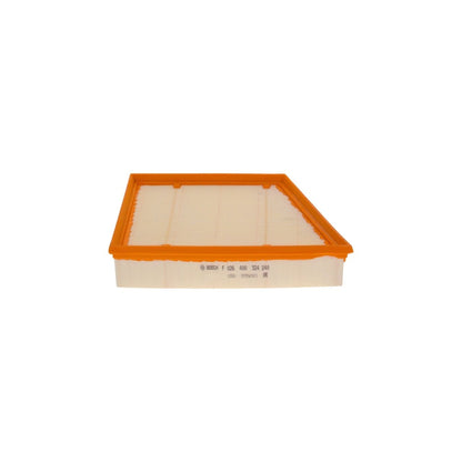 F026400324,S0324,Bosch air filter F026400324 S0324, rectangular automotive engine air filter with pleated paper element and black plastic frame