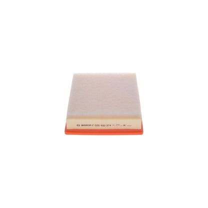 F026400374,S0374,Bosch air filter F026400374 S0374, rectangular automotive engine air filter with pleated paper element and black plastic frame