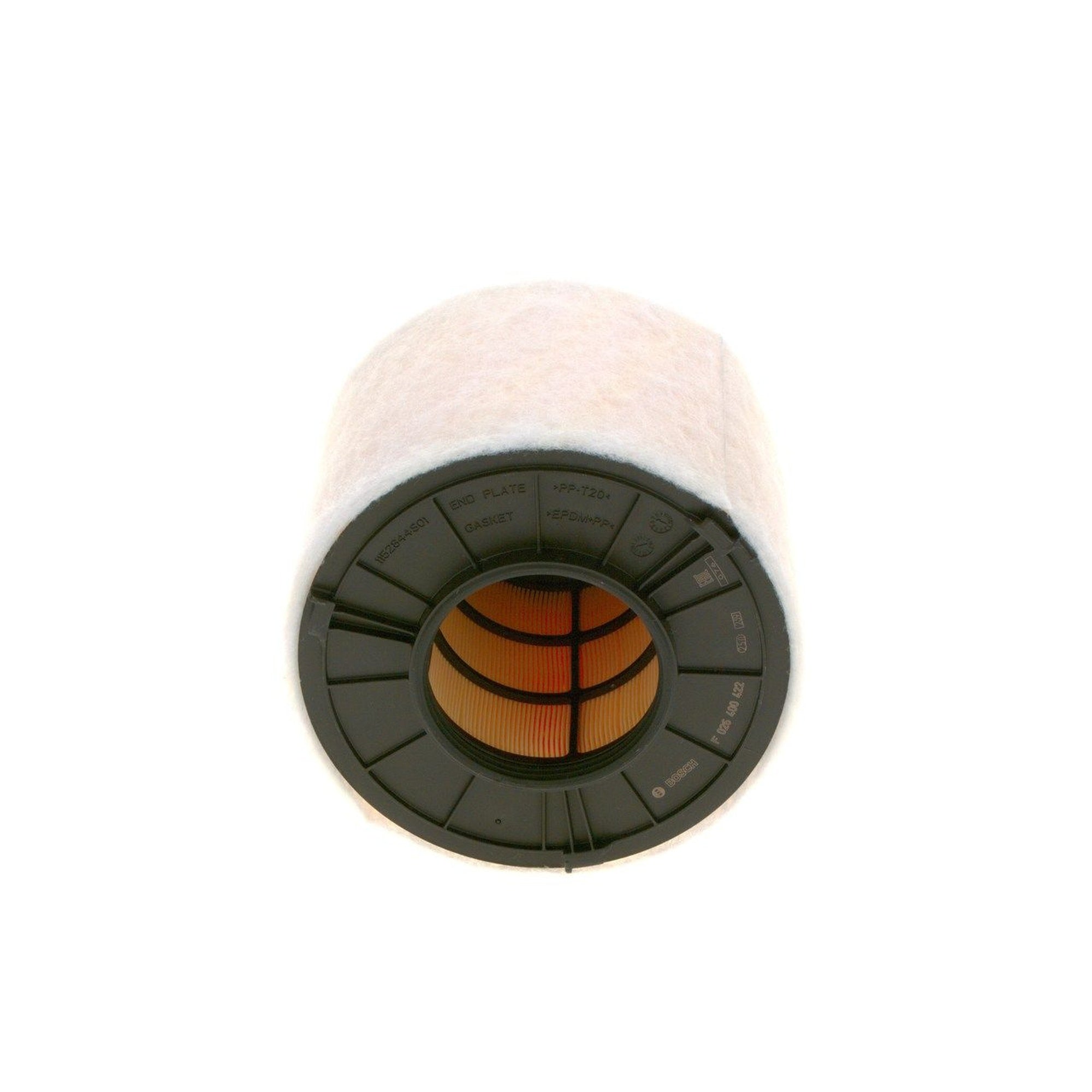F026400422,S0422,Bosch air filter F026400422 S0422, rectangular automotive engine air filter with pleated paper element and black plastic frame