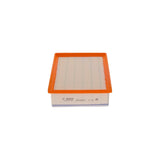 F026400496,S0496,Bosch air filter F026400496 S0496, rectangular automotive engine air filter with pleated paper element and black plastic frame