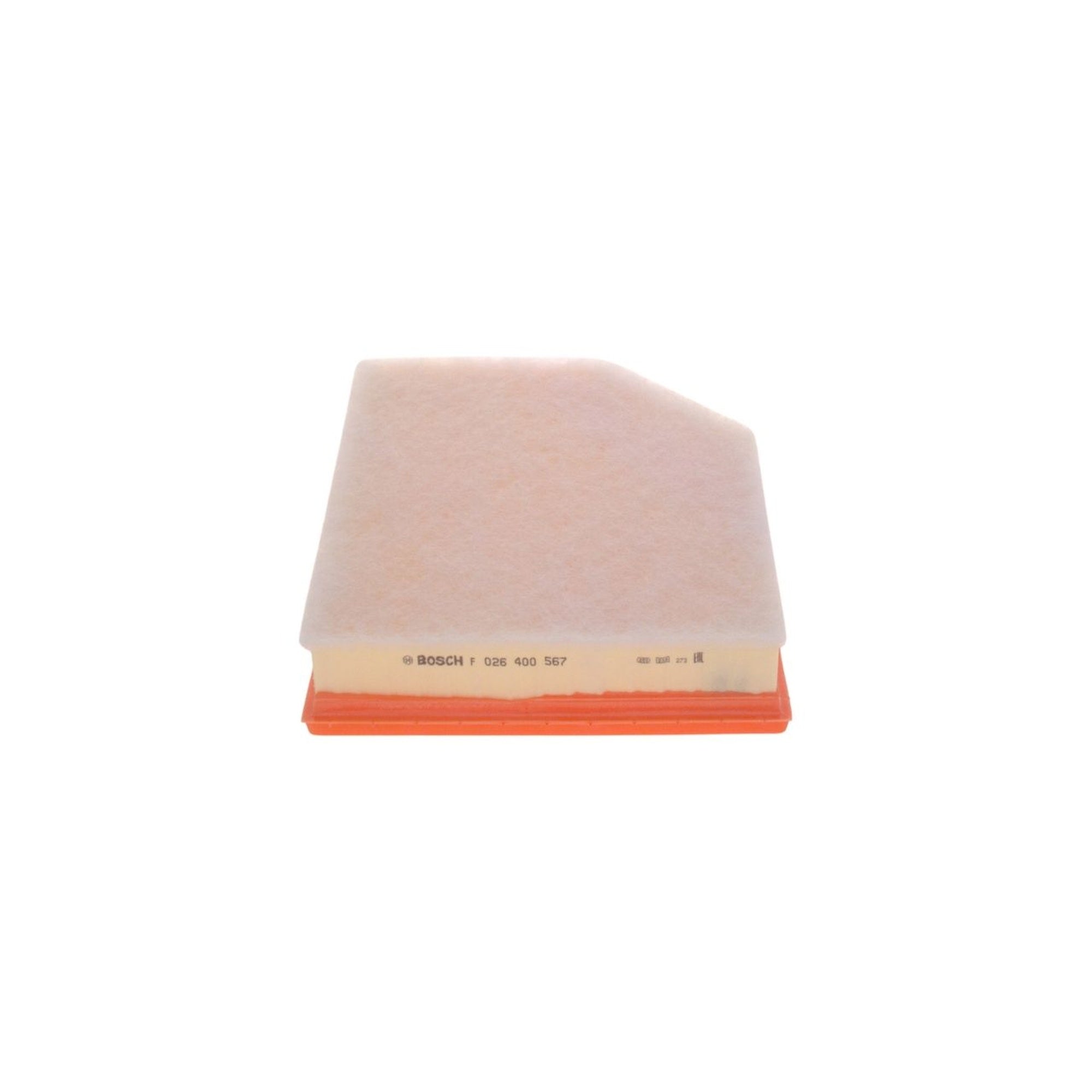 F026400567,S0567,Bosch air filter F026400567 S0567, rectangular automotive engine air filter with pleated paper element and black plastic frame