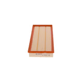 F026400614,S0614,Bosch air filter F026400614 S0614, rectangular automotive engine air filter with pleated paper element and black plastic frame