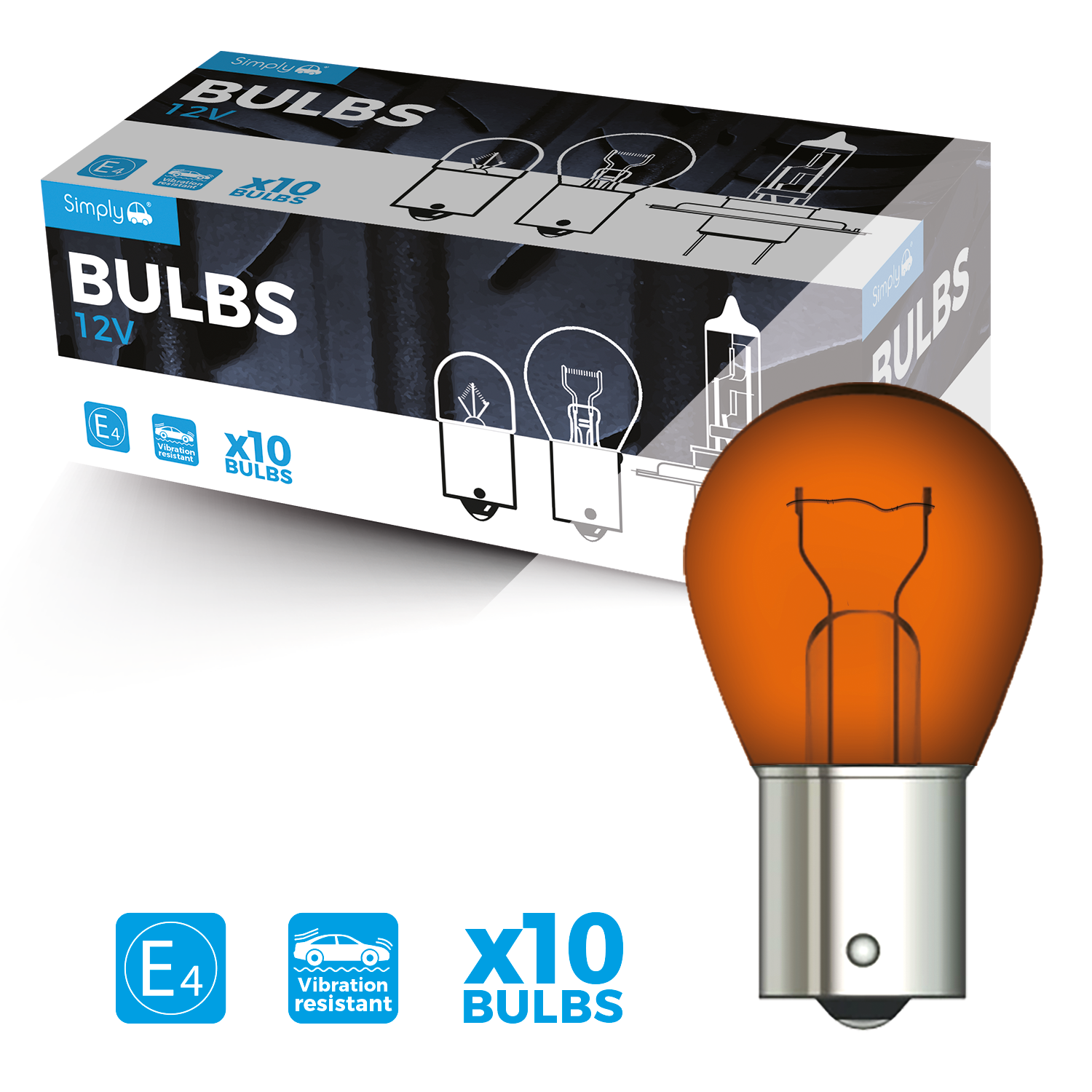 SIMPLY AUTO 581 12V 21W PY21W Amber Indicator Bulbs BAU15S (Pack Of 10)