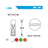 SIMPLY 12V 1.2W Dashboard & Panel Wedge Bulbs - Green (Pack of 10)