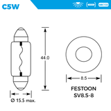 SIMPLY 239 C5W 12V 5W Car Festoon Number Plate Bulbs (Twin Pack)