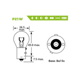 SIMPLY 290 P21W 24V 21W Truck Brake & Tail Light Bulb BA15s (Pack of 10)