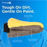 SIMPLY 3-1 Waterproof Lined Microfibre Wash Mitt 26x18cm