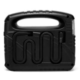 Black analogue compact air compressor with pressure gauge and buttons on a white background