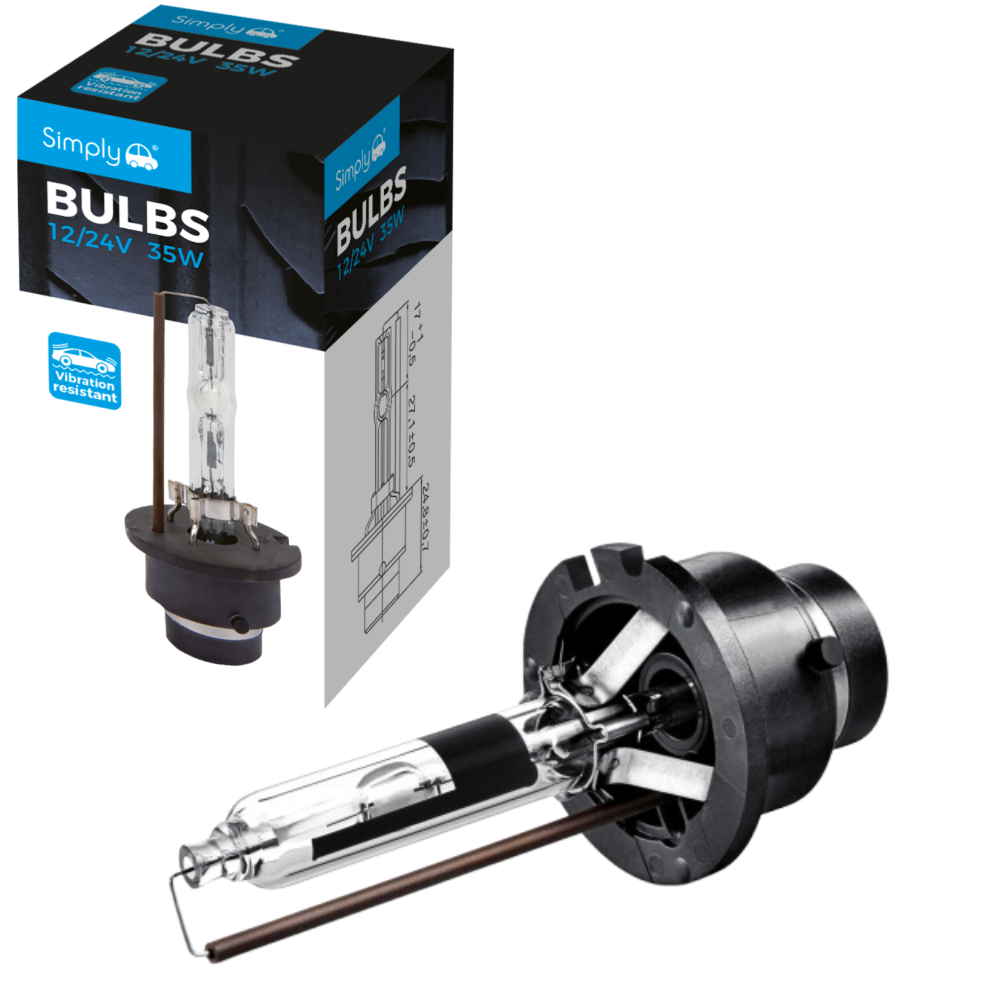 Simply D2S Xenon Bulb HID 12V / 24V 35W Gas Car Bulbs P32d-2