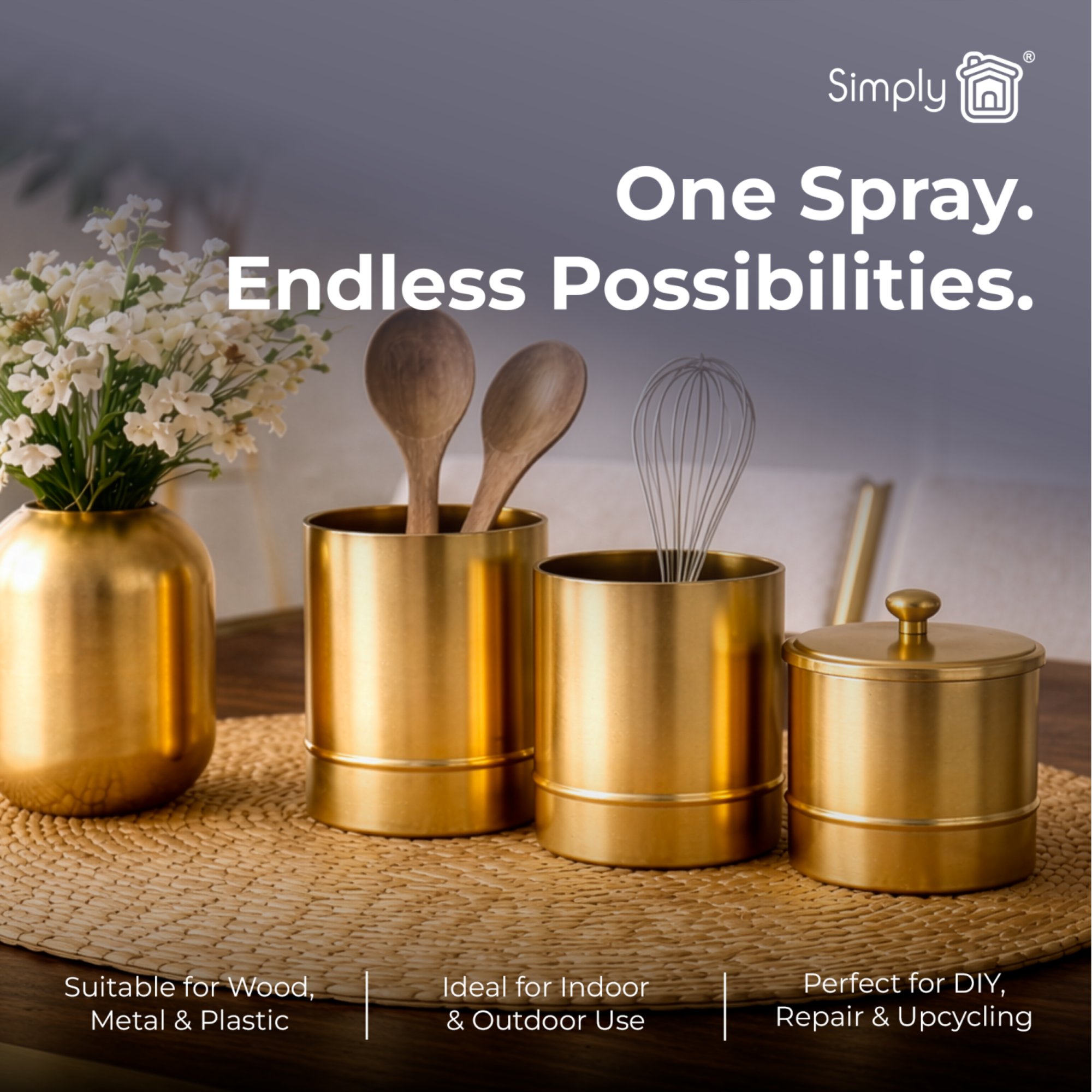 SIMPLY Multipurpose Spray Paint Metallic Gold 400ml