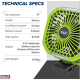 Sealey 8" Small Portable Clip Fan with Worklight 4-Speed