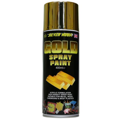 Silver Hook Gold Effect 18K Spray Paint 400ml can with gold effect finish for automotive and DIY applications.