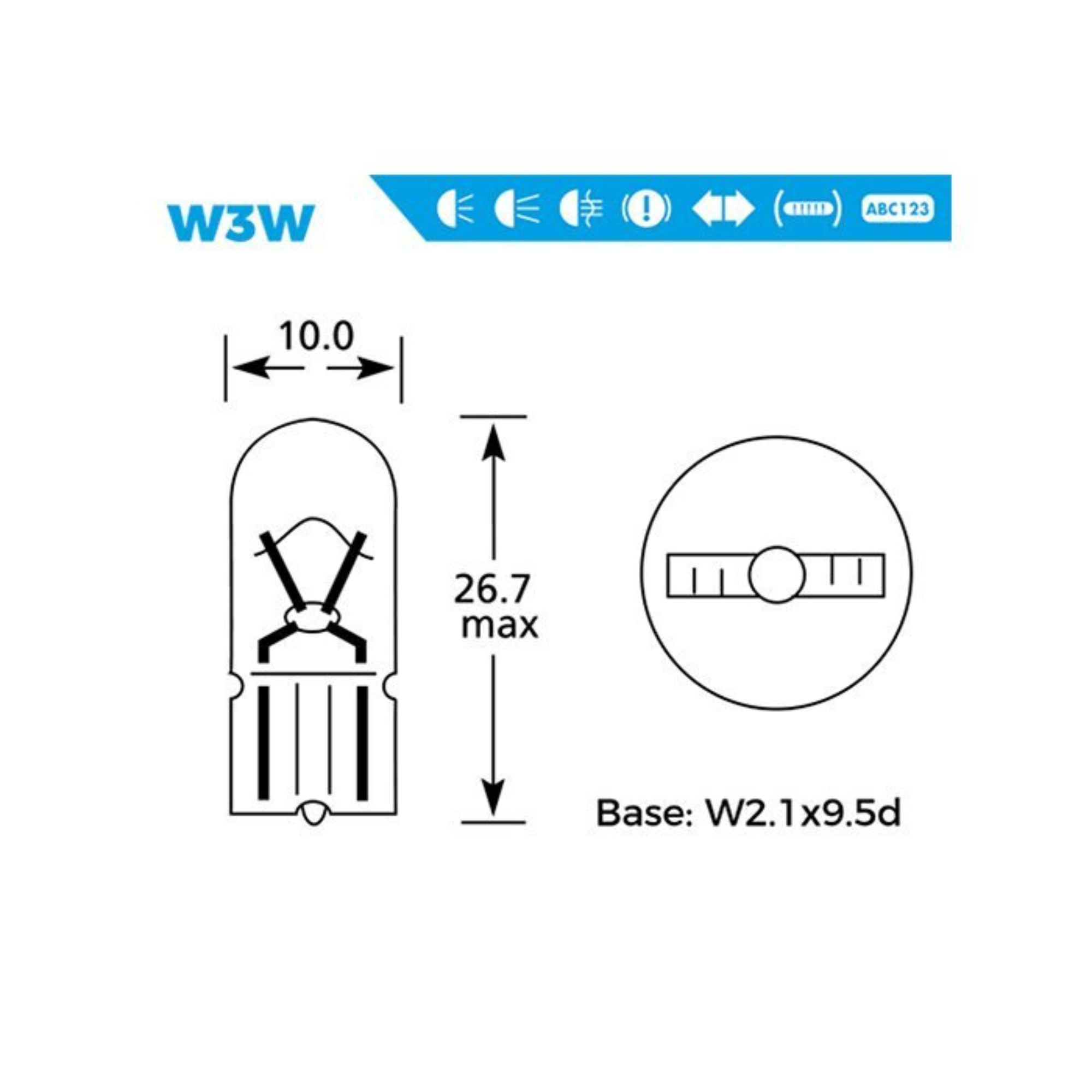 Twin pack 12V auxiliary bulbs 504, dashboard or indicator replacement.