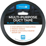 Simply Silver Duct Tape 48mm x 50m; versatile heavy-duty adhesive tape for home, automotive, and DIY repair projects