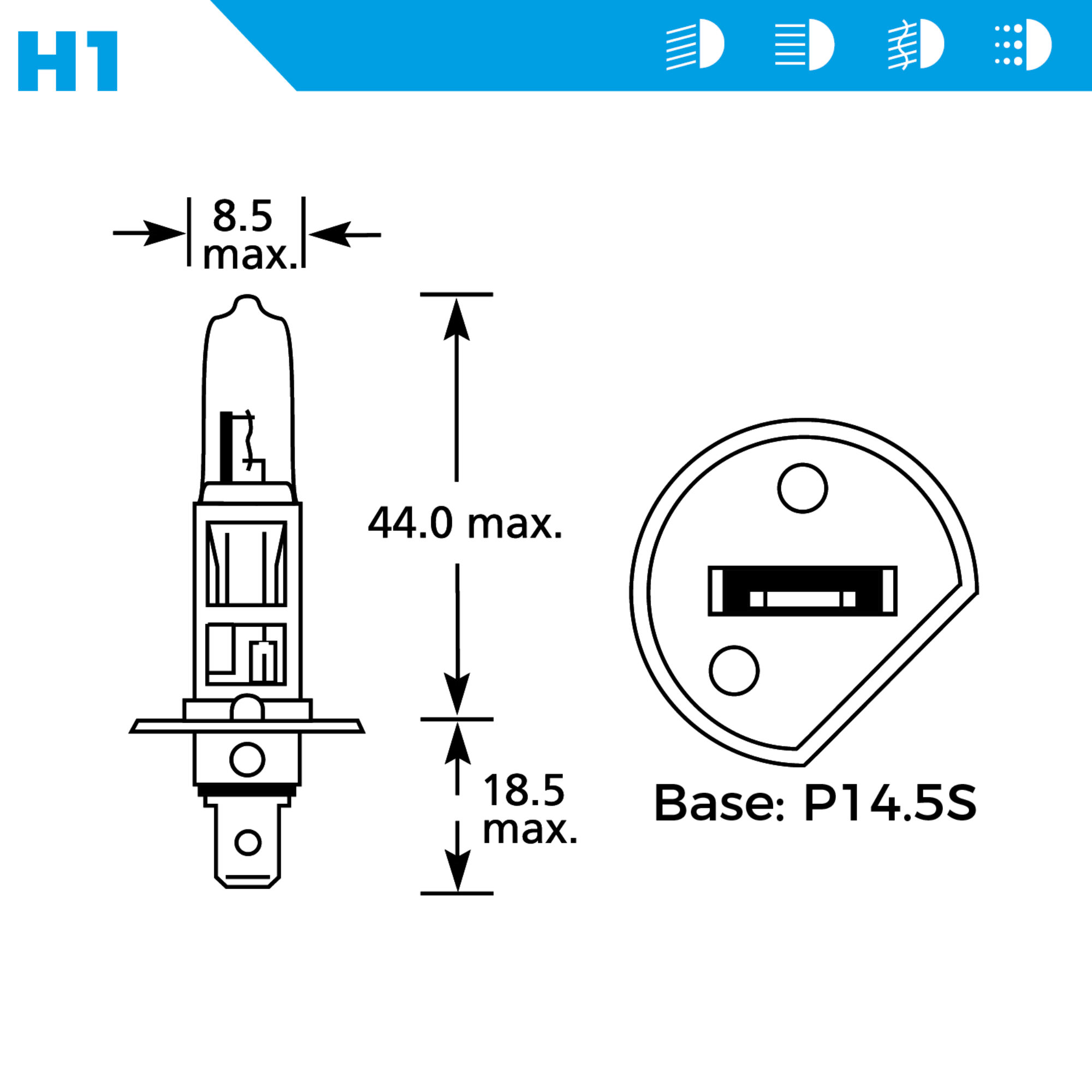 Simply H1 448 12V 55W Halogen Headlight Bulb
