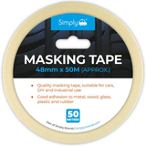 Simply Masking Tape 48mm x 50m; professional grade adhesive tape for painting and surface protection