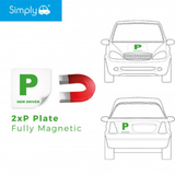 Simply 2x Fully Magnetic P Plates; easily attachable car learner plates for provisional drivers