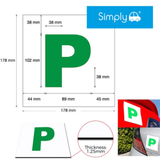 Simply 2x Fully Magnetic P Plates; easily attachable car learner plates for provisional drivers
