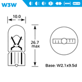 Simply 504 Replacement 12V 3W Side / Tail Light Wedge Bulbs (Pack Of 10)