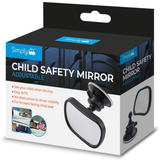 Simply Adjustable Child Safety Mirror for cars; allows parents to monitor rear-facing children while driving