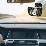 Simply Adjustable Child Safety Mirror for cars; allows parents to monitor rear-facing children while driving