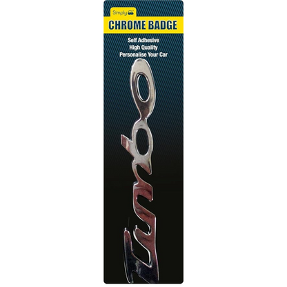 Simply CB44 Turbo chrome emblem badge with a sleek, metallic finish and bold, futuristic lettering.
