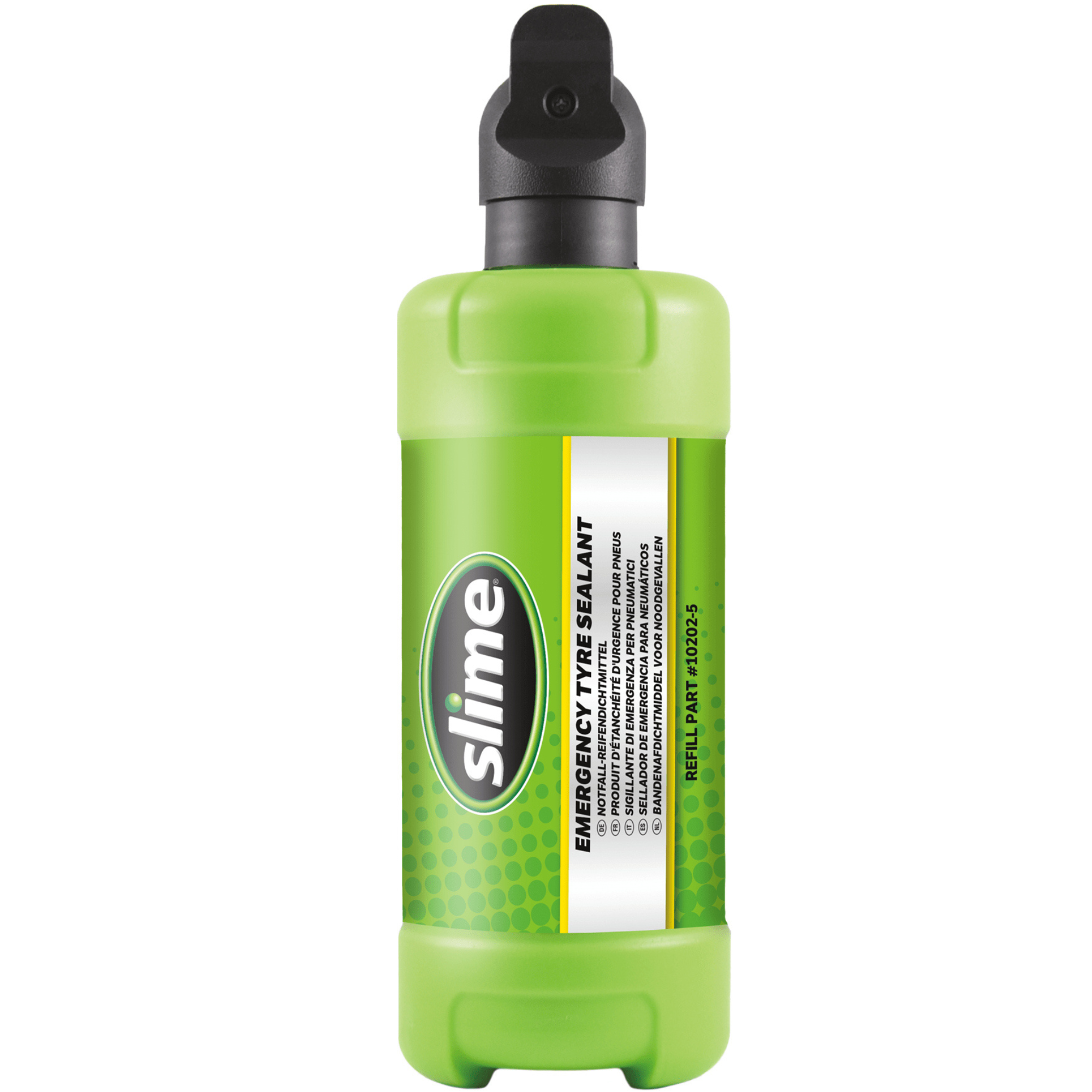 532ml bottle of Slime Refill Tyre Sealant, designed for repairing and preventing flat tires; features a green liquid formula suitable for use with tubeless and tube tires